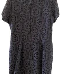 Oasis Grey Dress Lace Crochet Size Medium ( 12 ) Knee Length BNWT RP £45