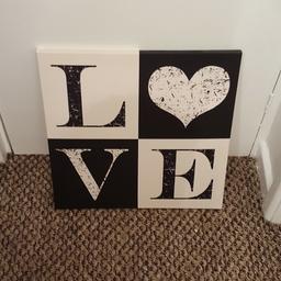 2 canvases both say love one purple and white one black and white £3 each or both for £5