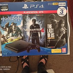 Hi I sell a totally new ps4, with 3 games included, horizon, uncharted 4 and the last of us