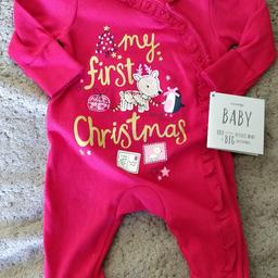 'My First Christmas' sleepsuit from George in first size.
Brand new, never worn, perfect condition.