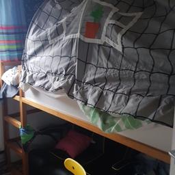 IN GREAT CONDITION

INCLUDES TENT
I DO HAVE INSTRUCTIONS

DOES HAVE TWO SLATES REPLACED AND TWO BOLTS DOESNT AFFECT USE AS MY SON WAS USING IT

NO MATTRESS
ALREADY TAKEN DOWN READY TO COLLECT
COLLECTION ONLY POSTCODE WS54BZ

REASON FOR SALE SONS HAD A NEW BED