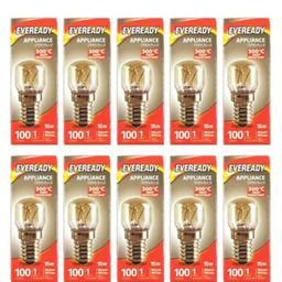 10 X EVEREADY LIGHT BULBS | Salt Lamp Appliance Oven | Screw E14 15W 300 Degrees
Pack of 10 blubs