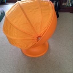 An orange egg chair, fun for kids to play with. Has a few marks on hood, shown in picture 3. Cash on collection. With social distancing.