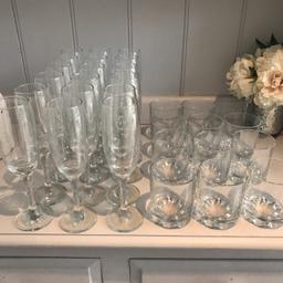 18 champagne flutes
12 short mixer glasses

used once for a party