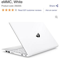 HP Stream 11-ak0502sa 11.6" Laptop - Intel® Celeron™, 32 GB eMMC, White. Only bought in October from Currys. Used for university work. Selling due to upgrading. Perfect condition and is a really good laptop