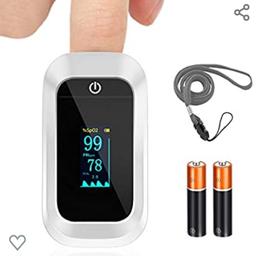 Pulse Oximeter, Oxygen Monitor Finger Heart Rate Monitor Oxygen Saturation Monitor Adult and Child with OLED Display (Includes Batteries and Lanyard)