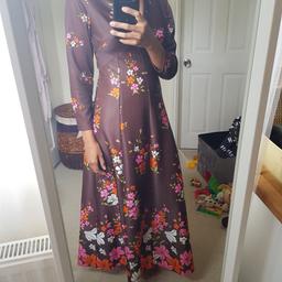 Gorgeous vintage 60s floral maxi hippy polyester psych festival dress size. No size on label but fits as a small 8 - 10