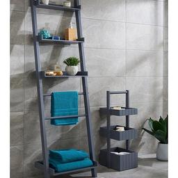 New Lloyd Pascal
Burford Painted Wall Leaning Shelf Unit in Grey.

Brand new and in the box 4 shelf and 2 towel rail unit.

Dimensions: Height 170cm, Width 50cm, Depth 35.3 cm.

RRP £84.99

2 available