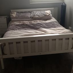 white wooden double bed want gone asap pick up need will have to be dismantled few scuffs on paint work nothing a lick of paint wont fix othereise bed in great condition.....bed has beem dismantled 
