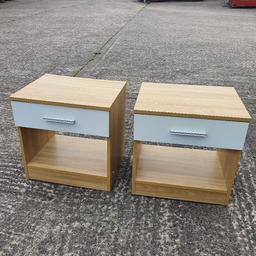2 bedside tables 
slight wear to the top of one but could easily be glued