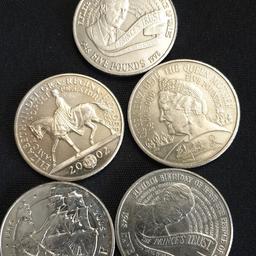 £5 coins, 5 in total.

1998 x 2
2000
2002
2005

See pictures.

Collection welcome, Lincoln area.

Postage will be signed for.