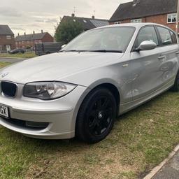 2008 Silver BMW 120d, Manual, ONLY £30 A YEAR ROAD TAX!! 50+ MPG!! 12 months MOT, no advisories. 99241 miles, Last service November 2019. Refurbished black alloy wheels with new tyres. Good condition throughout. DPF replaced 3 months ago. Couple small marks on body (visible in pictures). Car now SORN. Great drive, a lovely little fun car. Only selling as need an automatic due to breaking my wrist a few months ago and changing gear now hurts. No time wasters please. More pics on request