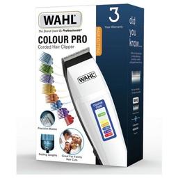 About this product
The Wahl Colour Pro Styler is good for the whole family. It is simple to use as the unique colour coded guide combs help you to identify the correct comb for the right setting. This saves you time and means each family member can have their preferred hair length.

Colour coded key makes it easy to correspond the correct comb to the right setting.

Model number: 9155-2417X.

Not washable.
Grades 1-8.
High carbon steel blades.
For dry use.
Corded.
Accessories include: neck brush