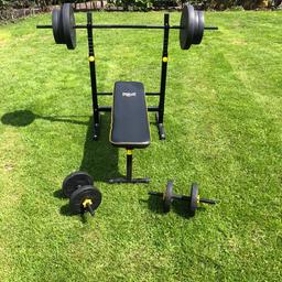 Everlast Foldable Weights Bench For Bench Press with 50kg of weights. Condition is Used.

This item includes:

1xbench

1xmainbar

2xdumbells

2x10kg

4x5kg

4x2.5kg
5x spin lock clips

It’s in really good condition

Cash on collection please

Happy bidding