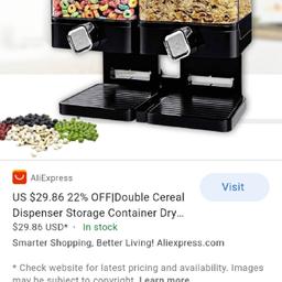 Double cereal dispensers in good condition no longer wanted for use