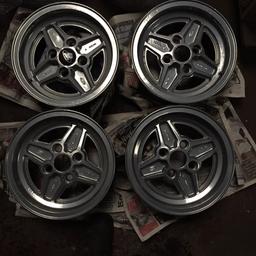 Hi here I have a set of 4 Ford Escort RS2000 Capri S Laser alloy wheels fully refurbed and powder coated chrome finish look good they are the later tapered wheel nut design wheels are mint ready to fit powder coating alone cost £240 having a clear out