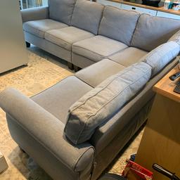 6 seater grey corner sofa. Clean and in good condition. All bottoms and back come apart so easy to move and clean. Legs high enough to be able to hoover under sofa. £100 OVNO collection in person (social distancing applies) contact Chad 07762289247