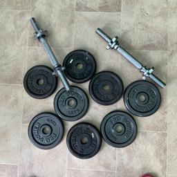 Here I am selling mybarbells ,hardly been used like unwell just in the shed,lying down.will not post collections only..too heavy to post thank you.