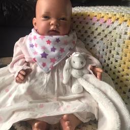 Hardly played with comes with numerous outfits hats, bibs, soft shoes, baby grows, soft blanket, rattle and duck toy numerous full outfits.
Doll cost over £120 new.
