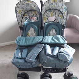 Cosatto Supa Dupa Double Stroller Fjord. £220ono

Fantastic well looked after condition. From a smoke free, pet free and clean home.

Has vision panels in the hoods for inserting tablets/phones for entertaining little ones. Extendable hoods ideal to block out sun for naps UPF50+

Extras include:

Reversible cosy toes x2
Newborn head supports x2
Comfort padded strap protectors X4
Insulated bottle warmer pouches x2
Full rain cover
Plug in speaker (although I've never been able to get it to work)