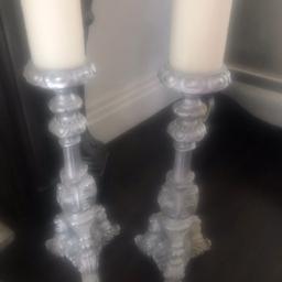 Fab pair of silver colour ornate candelabra for floor or table top. 50 cms high