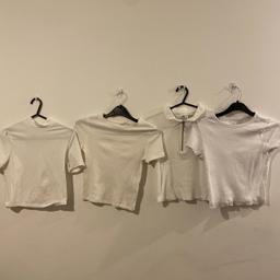 BUNDLE******
Four white crop tops
Two by H&M
Two by Topshop
Selling as a bundle
Sizes from left to right➡️
S, XS, 12, 10
All typically fit anyone sized between 6-10
H&M ones never worn and Topshop ones have been tried.