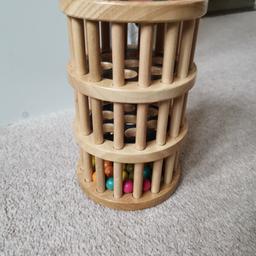 Real wooden rainfall roller with colourful wooden beads. Makes a nice toy to encourage babies to move around and learn to crawl. Lovely sound and excellent condition, hardly used.
Payment on Collection £9