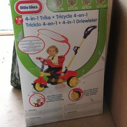 Good condition with some wear and tear.
Parents can steer the tricycle and it makes a good ride for little ones.
Comes with the accessories which is the trailer, cup holder and shade. 
Payment on Collection £10