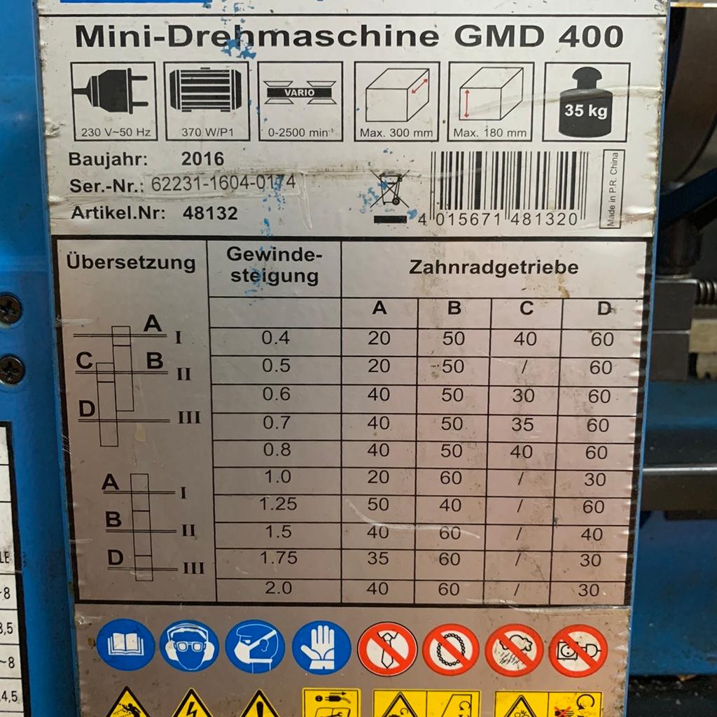 Drehmaschine / Drehbank Güde GMD400 in 6832 Gemeinde Röthis für 800,00 €  zum Verkauf | Shpock DE