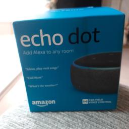 Echo Box Brand new. Add alexa to any room.