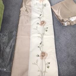 Lovely pair of gold curtains with flower ends size 66inch on 54 inch from pet smoke free house used once like new