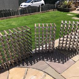 Offering these 3 wood and metal wine racks in fair condition, 2 have been in our bar and one in our house. Collection only S72 Shafton