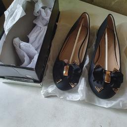Ladies black flat pumps brand new in box never worn collection from Liverpool 6 or can post