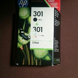 for sale brand new boxed HP 301 BLACK 190 PAGES COLOUR 165 pages ink double cartridge 1 black and 1 colour.. I have for sale 3 new boxed HP ink cartridges for sale normally selling for around over 40 pounds each this price is for I box containing 2 cartridges 1 black and 1 colour 