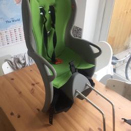 This is the Hamax Kiss child seat. It's a great seat for kids 1-3. Comes with two side flaps which we never used, and two holders so the seat can be switched between two bikes. 
Excellent condition 
Pick up Twickenham.