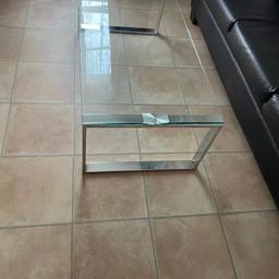 Coffee Table Chrome Metal and Tempered Glass Side Living Room Coffee Table, pick up only or can drop if living locally 