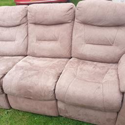 3 seater sofa for sale with 2 two recliners chairs, one stain on the middle one, very cumpy, collection only or I could delivery for a small fee.