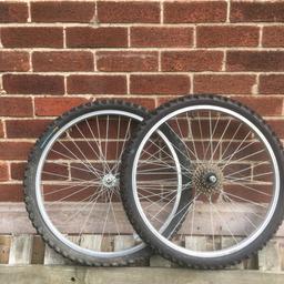 In good condition £5 for a pair of 24” mountain bike wheels including good tyres & inner tubes tyres are 24 x 195
Wheels are straight & in good condition 