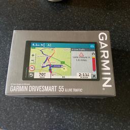 Brand new Satnav 
Never been out the box 
garmin drivesmart 55 and live traffic. £129.99 from the shops
