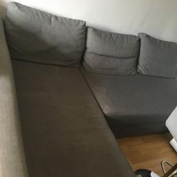 Grey fabric corner sofa bed works fine, signs of wear cat scratched corner as photo shows but I cover with throw anyway. Non smoking home. Open to offers. Cash on collection only from Tamworth Staffs B79 8QQ thank you for looking. Check out other items for sale.