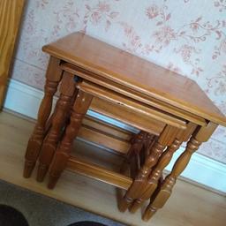 set of three tables 
wooden 
open to negotiate