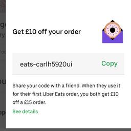 Uber Eats £10 Food Offer First Time User!Spend £15 Get £10 Off!Code 2020!UK!FREE

Code in picture