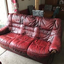 Burgundy leather sofa. FREE. Collection Chatham.