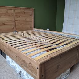 Double bed frame in good condition. Measurements 210x150cm. Headboard 110cm tall, foot is 45.

All dissembled ready for collection, including all screws carefully maintained. Disassembly was straightforward and took no more than 10 mins.

Collection only and please note mattress not included.

Any questions please ask!