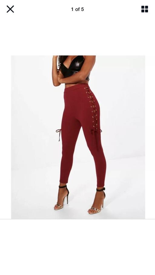 Buy & Sell Gloucestershire South Gloucestershire - Photos for Lace up side red burgundy legging trousers 6