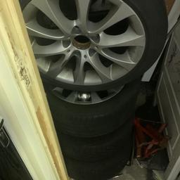 Bmw 330i original alloys 17” they are ok condition couple curb scratches. Come with very good tread with Michelin and Bridgestone tyres open to swaps for anything. I can deliver