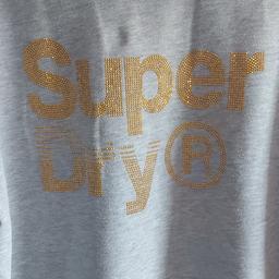 Superdry long oversized sweatshirts grey with gold size xs but will be fits on size s as well