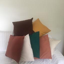All 7 cushions with fillers and covers £25. 50x50cm. H&M , home base, Ikea.collection only: SE1. Condition: used. Machine washable.