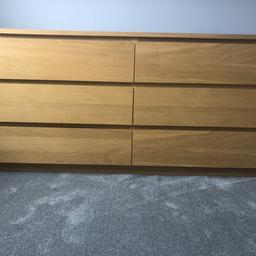 Ikea Malm dresser drawers unit in Oak veneer. In good clean condition. Still selling for £115 in IKEA.
Please see photos for measurements.
From a smoke free home.