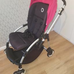 Very good condition  bugaboo bee plus, recently had new wheels, comes with hot pink hood, and raincover, i do also have a hot pink cosy toes which I can add for £10 extra. Can parent face and world face, light weight and fold small. Collection  bromley or i can possibly  deliver.